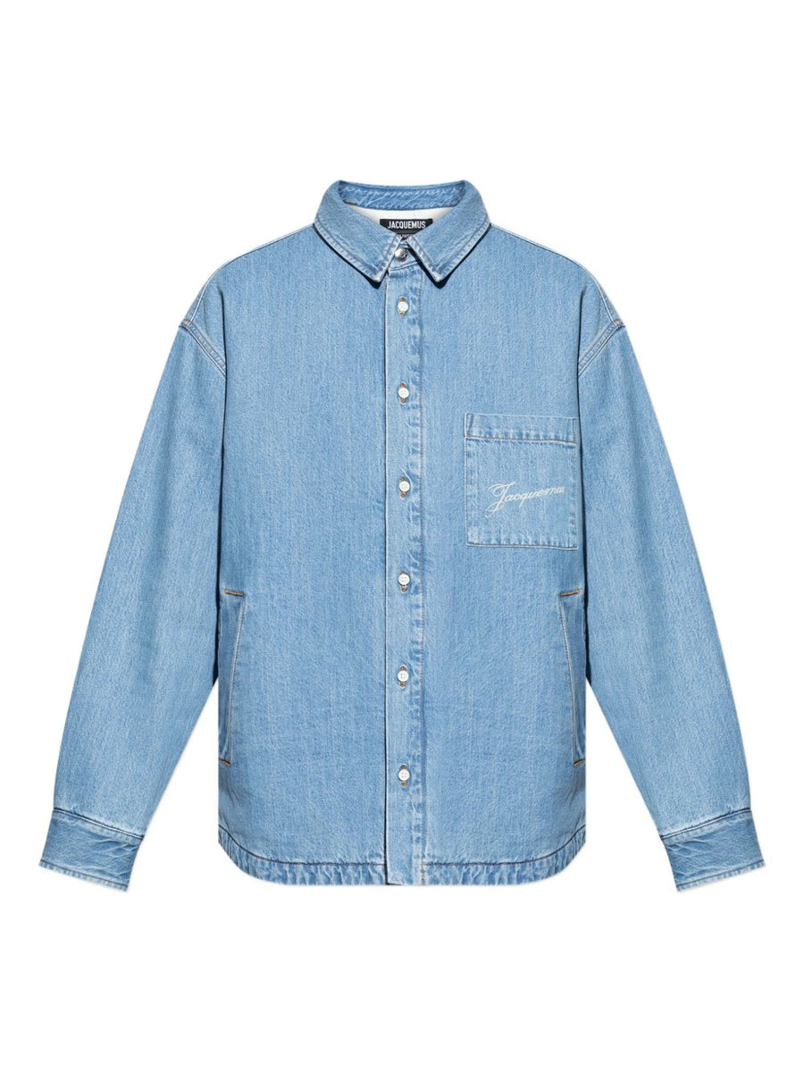 Jacquemus Denim Shirt For Men La Chemise Boulanger Light Blue Premium Front Button Chest Pocket Spring Summer 2026