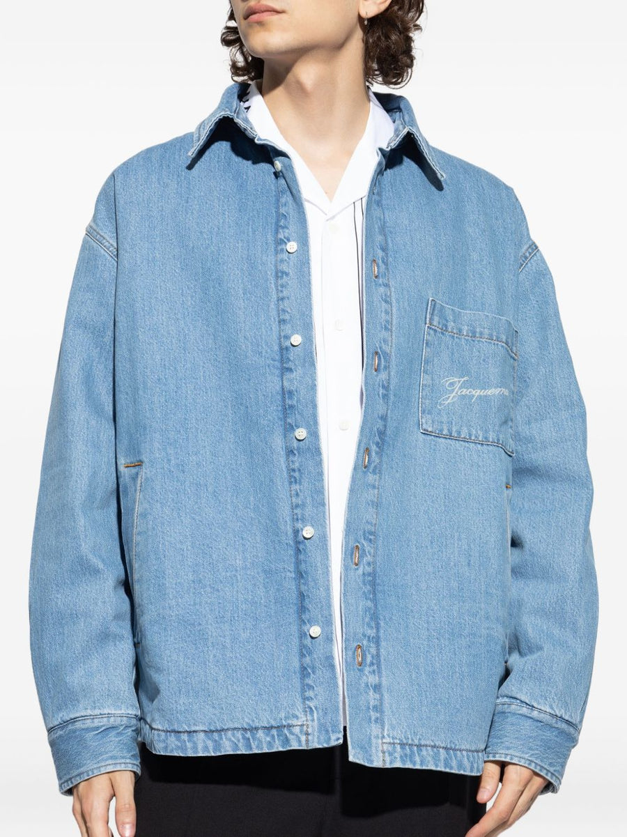Jacquemus Denim Shirt For Men La Chemise Boulanger Light Blue Premium Front Button Chest Pocket Spring Summer 2026