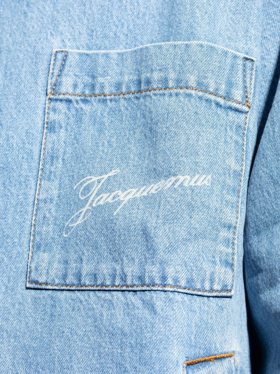 Jacquemus Denim Shirt For Men La Chemise Boulanger Light Blue Premium Front Button Chest Pocket Spring Summer 2026