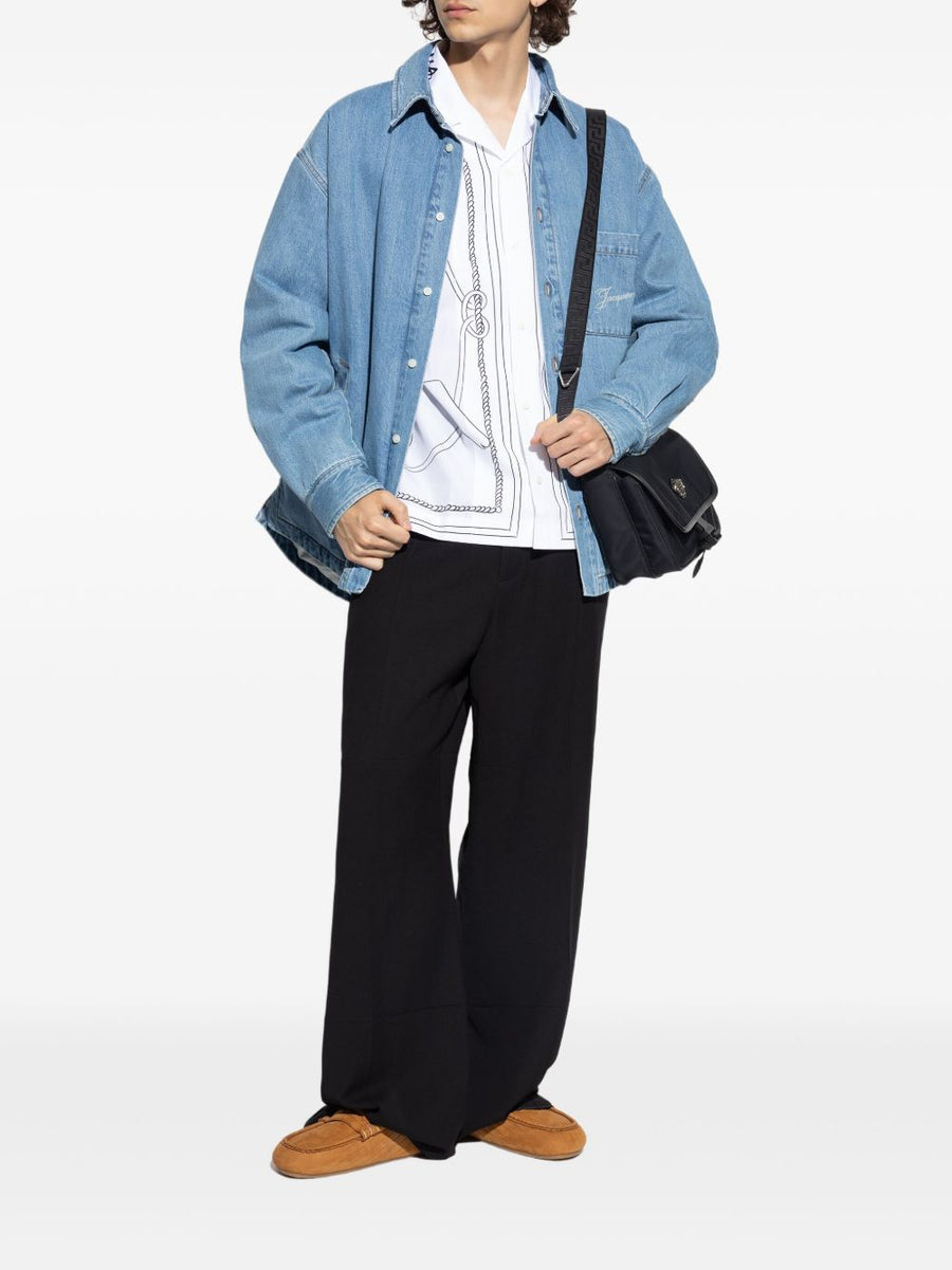 Jacquemus Denim Shirt For Men La Chemise Boulanger Light Blue Premium Front Button Chest Pocket Spring Summer 2026