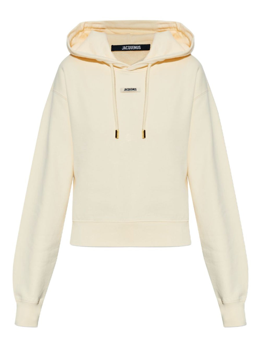 Jacquemus Le Hoodie Gros Grain Lightweight Cotton Cropped Hoodie For Women With Drawstring Hood Beige Spring Summer 2026