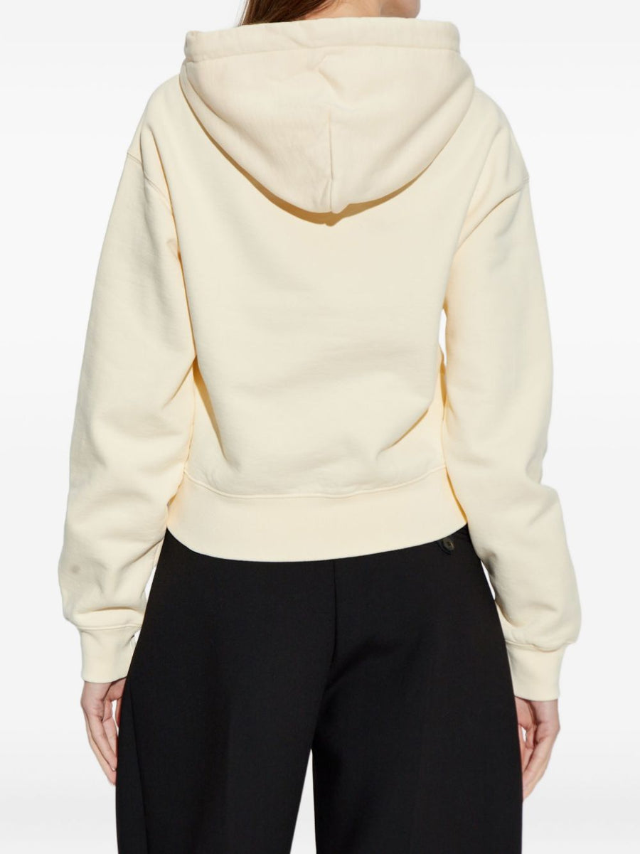 Jacquemus Le Hoodie Gros Grain Lightweight Cotton Cropped Hoodie For Women With Drawstring Hood Beige Spring Summer 2026