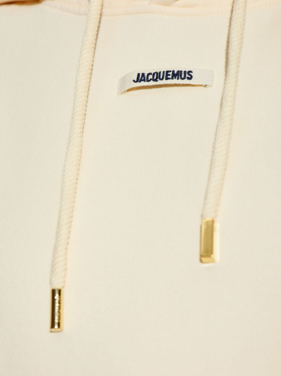 Jacquemus Le Hoodie Gros Grain Lightweight Cotton Cropped Hoodie For Women With Drawstring Hood Beige Spring Summer 2026