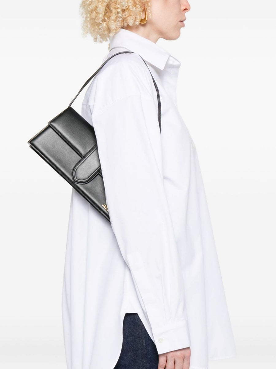 Jacquemus Le Bambino Long Leather Shoulder Bag Black For Women Minimalist Compact Luxury