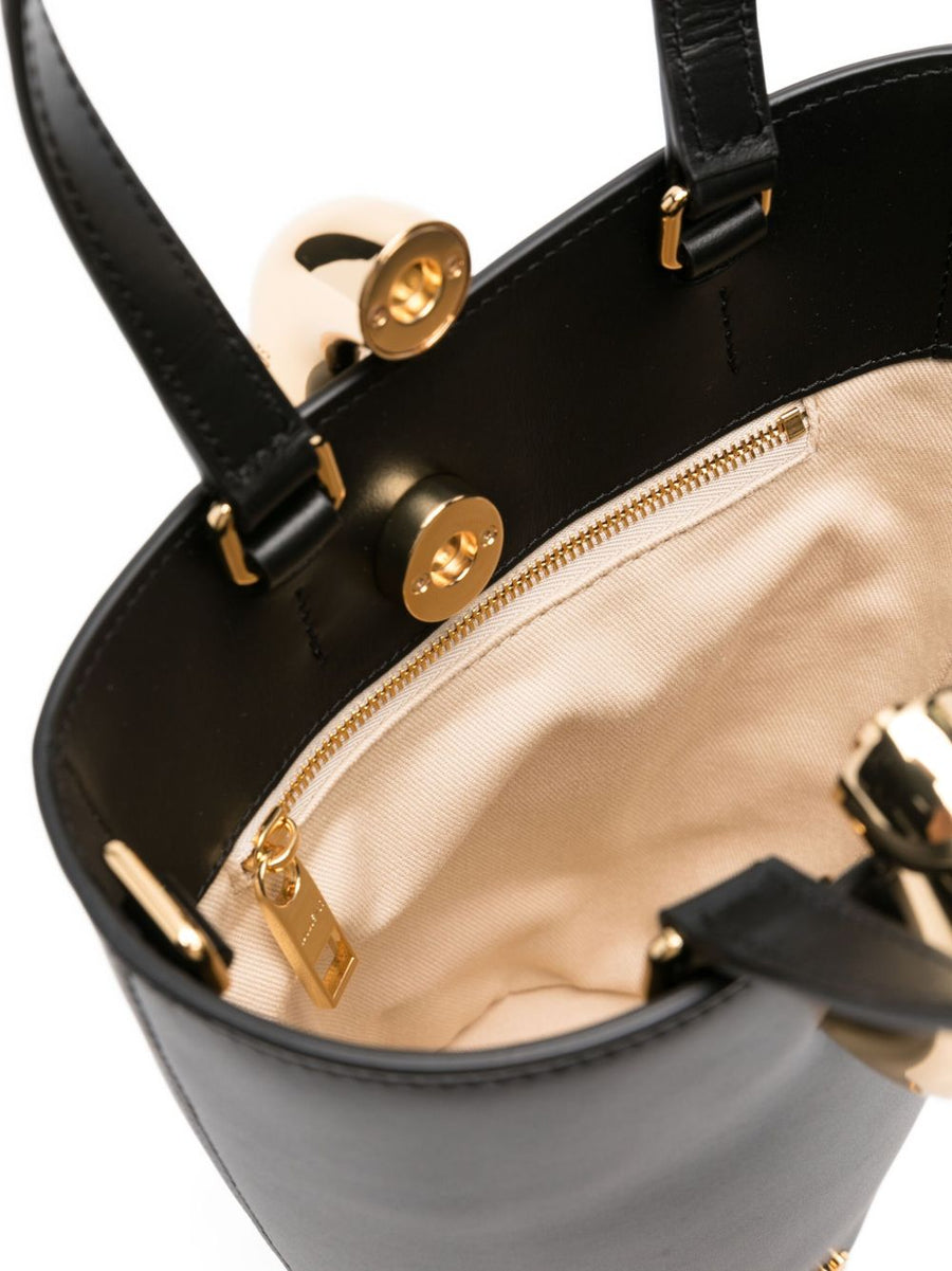 Jacquemus Le Petit Bambola Leather Bucket Bag For Women With Sculptural Asymmetrical Silhouette And Gold Ring Hardware