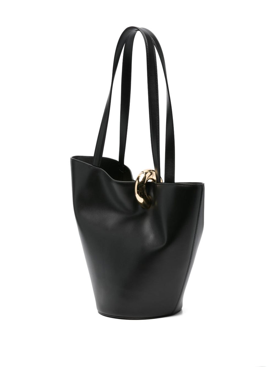 Jacquemus Le Bambola Moyen Leather Bucket Bag For Women Luxurious Black Cowhide Roomy Day To Night