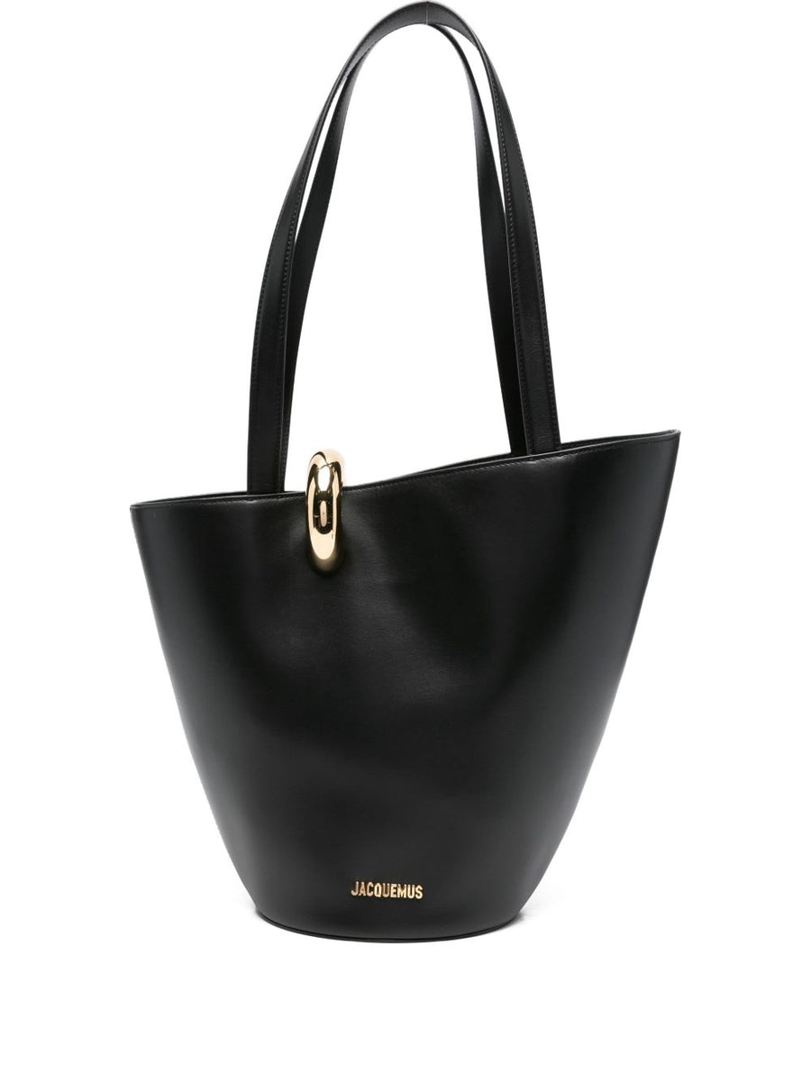 Jacquemus Le Bambola Moyen Leather Bucket Bag For Women Luxurious Black Cowhide Roomy Day To Night