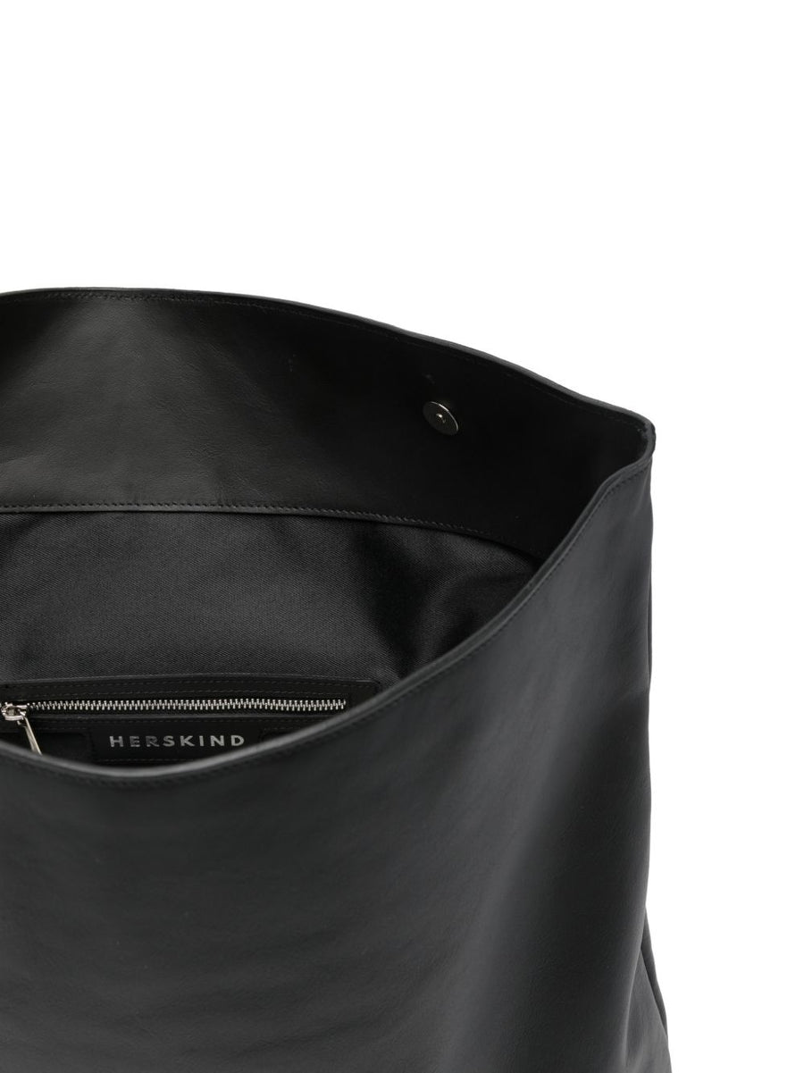 Herskind Sofia Leather Tote Bag For Women With Foldover Top Refined Black Shopper