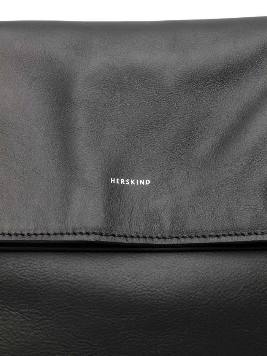 Herskind Sofia Leather Tote Bag For Women With Foldover Top Refined Black Shopper