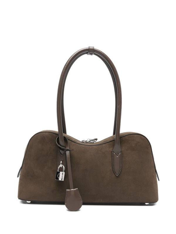 Stella McCartney Ryder Shoulder Bag Brown Hemp Lyocell Padlock Detail
