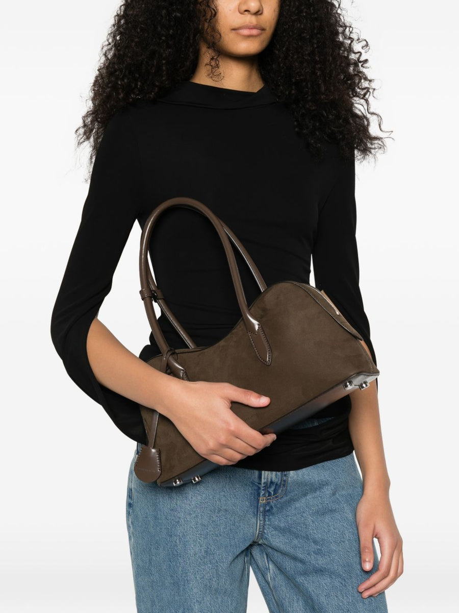 Stella McCartney Ryder Shoulder Bag Brown Hemp Lyocell Padlock Detail