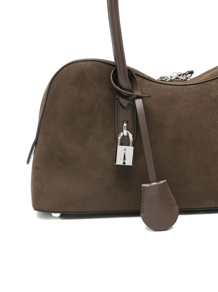 Stella McCartney Ryder Shoulder Bag Brown Hemp Lyocell Padlock Detail