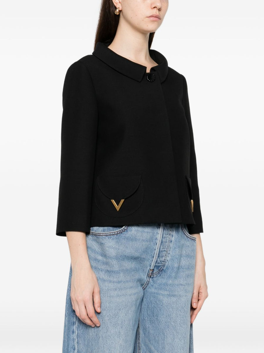 Valentino VLogo Signature Wool Silk Jacket For Women Tailored Luxury Versatile Eveningwear