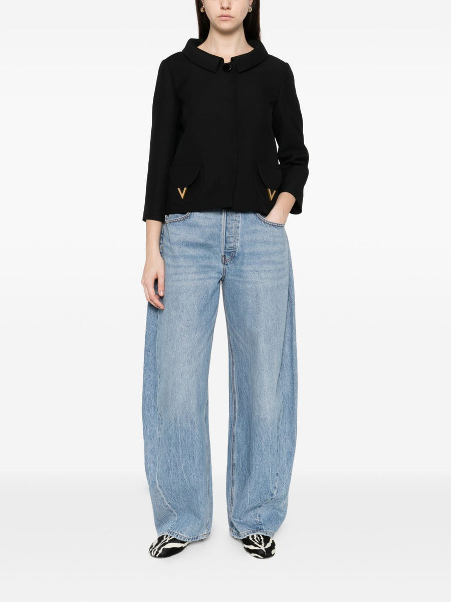 Valentino VLogo Signature Wool Silk Jacket For Women Tailored Luxury Versatile Eveningwear