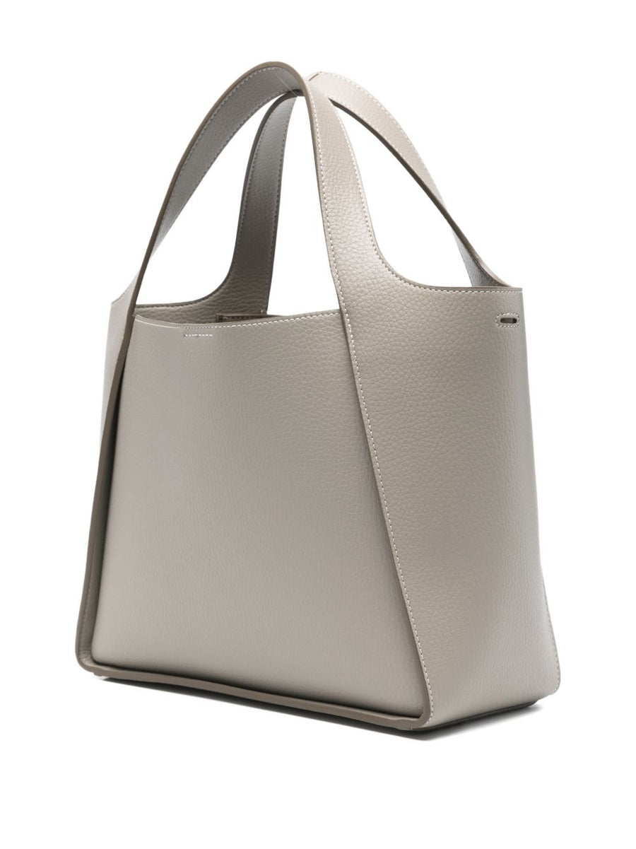 Stella McCartney Logo Tote For Women Grey Polyamide Large Top Handle Shopper With Detachable Strap Dust Bag
