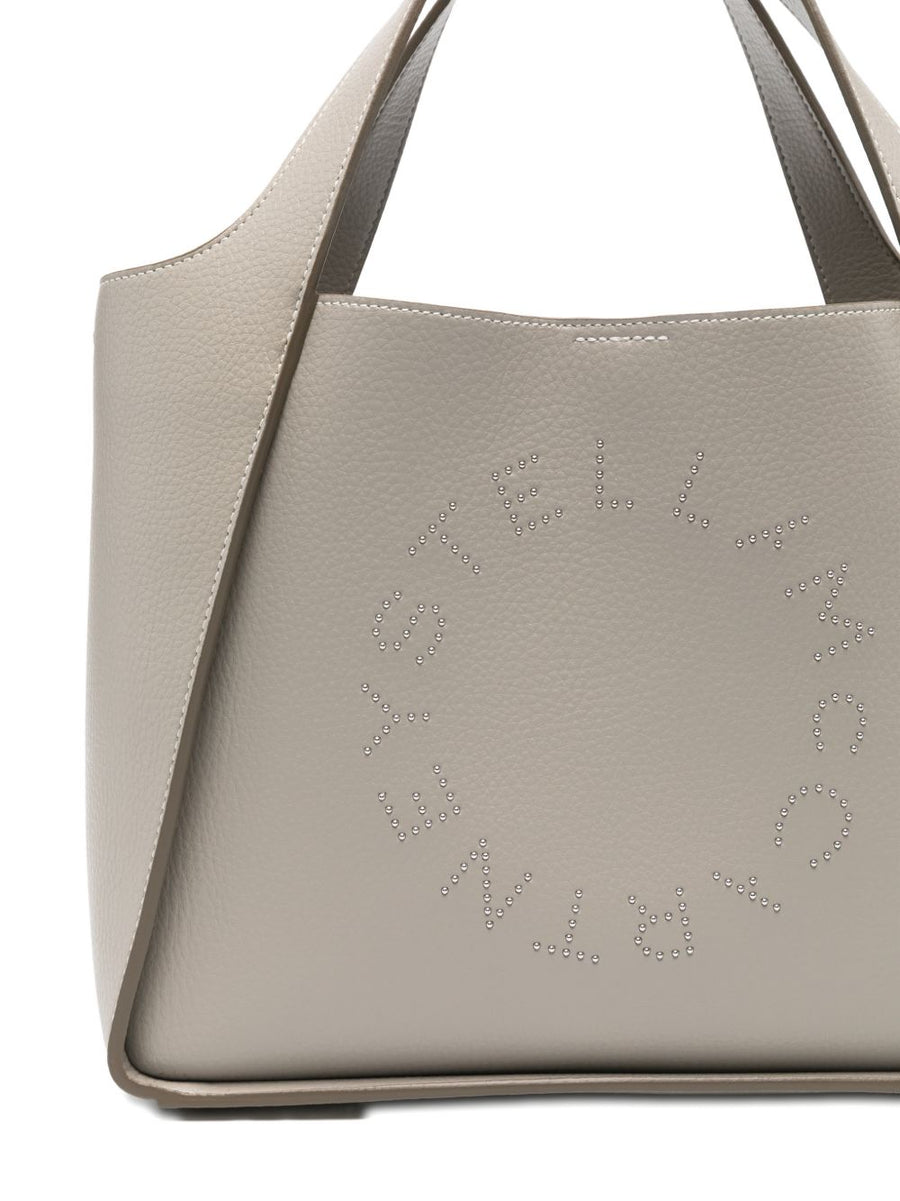 Stella McCartney Logo Tote For Women Grey Polyamide Large Top Handle Shopper With Detachable Strap Dust Bag