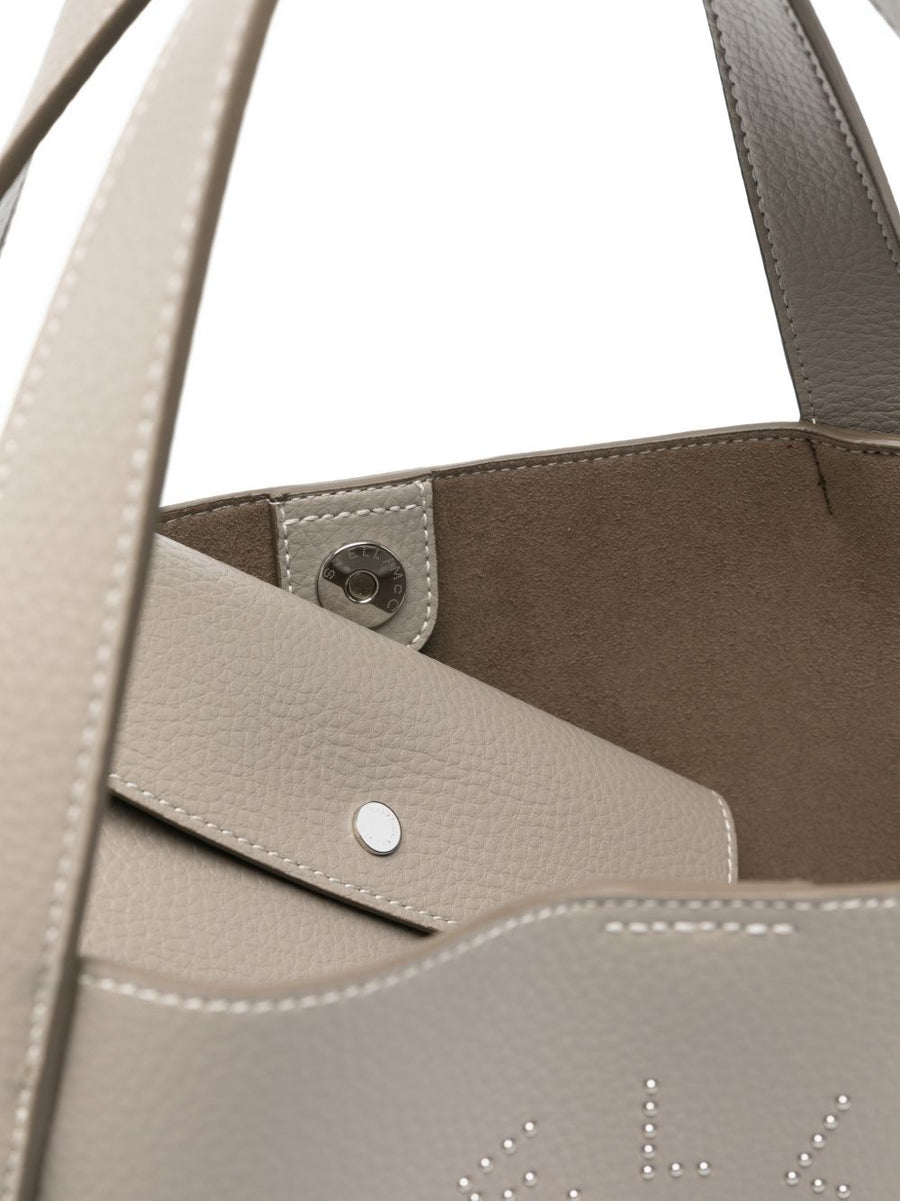 Stella McCartney Logo Tote For Women Grey Polyamide Large Top Handle Shopper With Detachable Strap Dust Bag