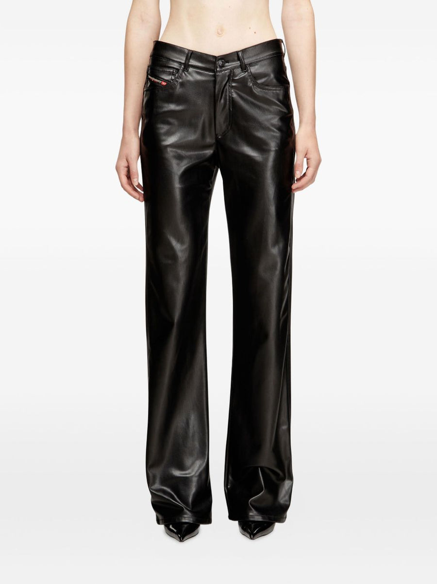Diesel P Lain Leather Look Trousers For Women City Chic Premium Five Pocket PU Coated Black