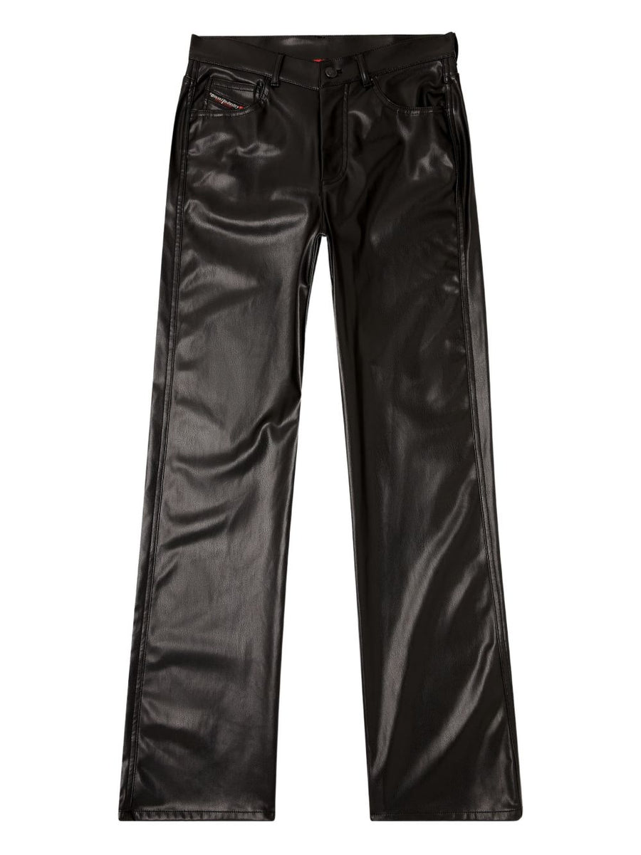 Diesel P Lain Leather Look Trousers For Women City Chic Premium Five Pocket PU Coated Black