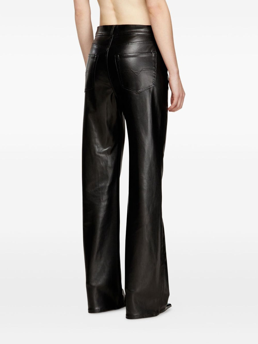 Diesel P Lain Leather Look Trousers For Women City Chic Premium Five Pocket PU Coated Black
