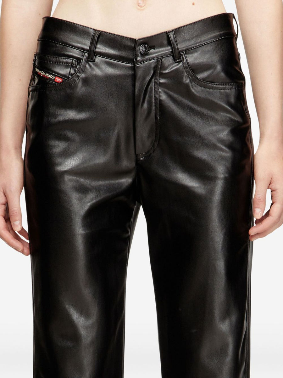 Diesel P Lain Leather Look Trousers For Women City Chic Premium Five Pocket PU Coated Black