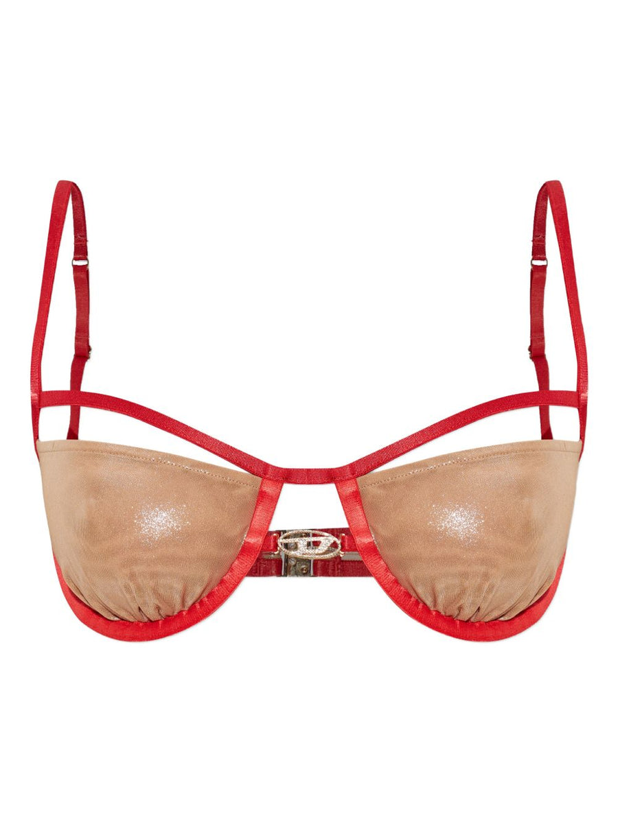 Diesel Balconette Bra For Women Beige With Logo Detail And Adjustable Straps All Day Comfort