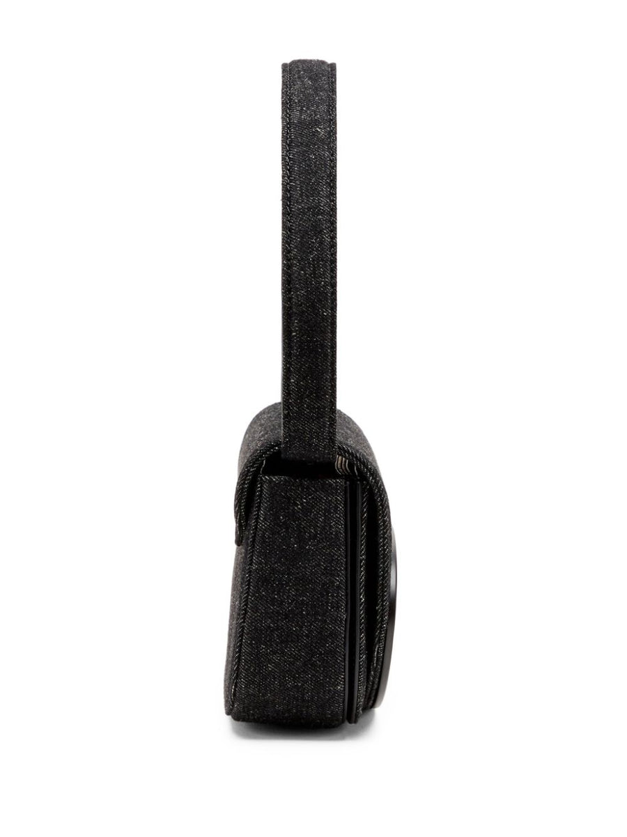 Diesel 1DR Denim Shoulder Bag Women Compact Black Calf Leather Accent Versatile Everyday