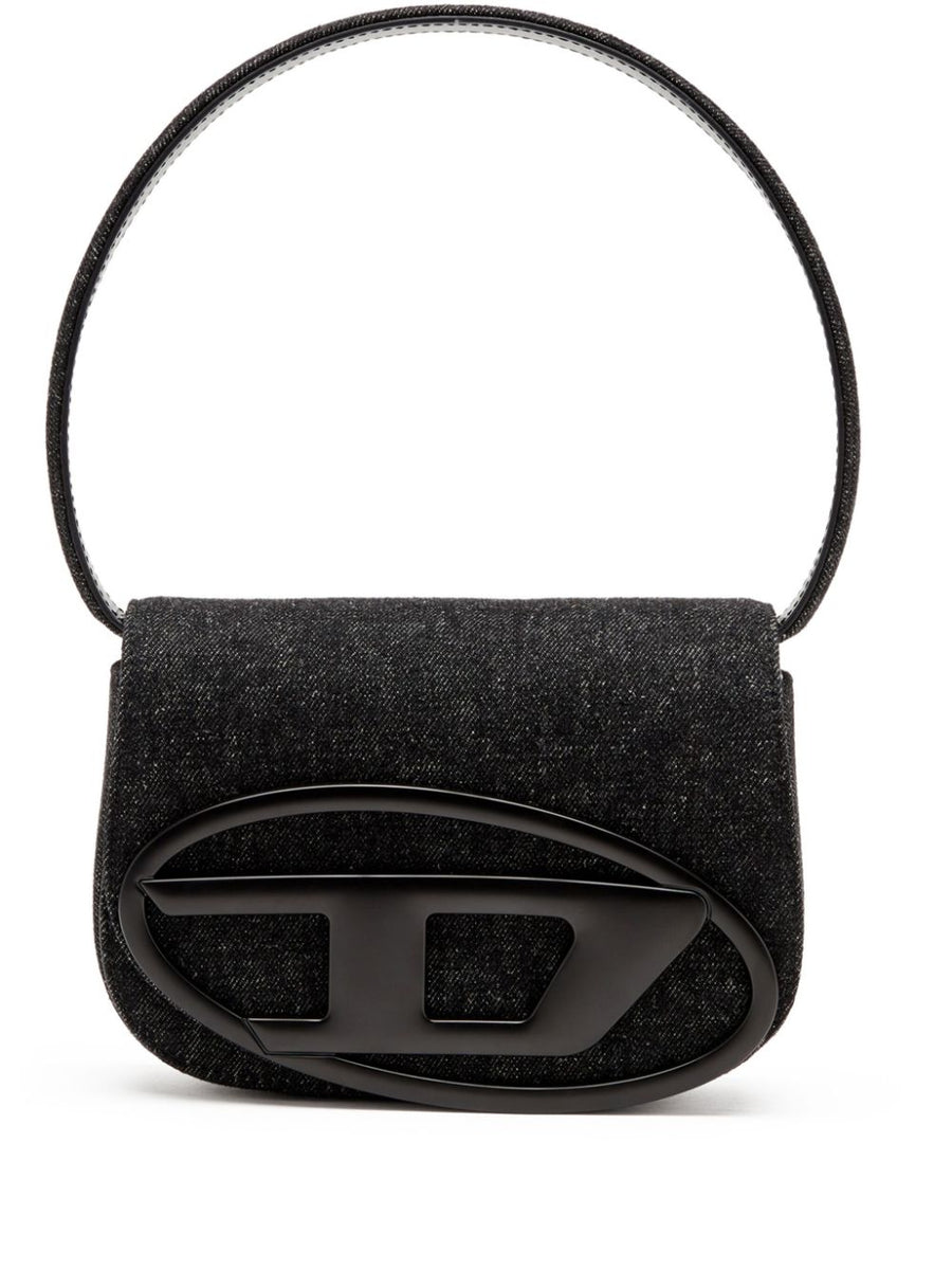 Diesel 1DR Denim Shoulder Bag Women Compact Black Calf Leather Accent Versatile Everyday