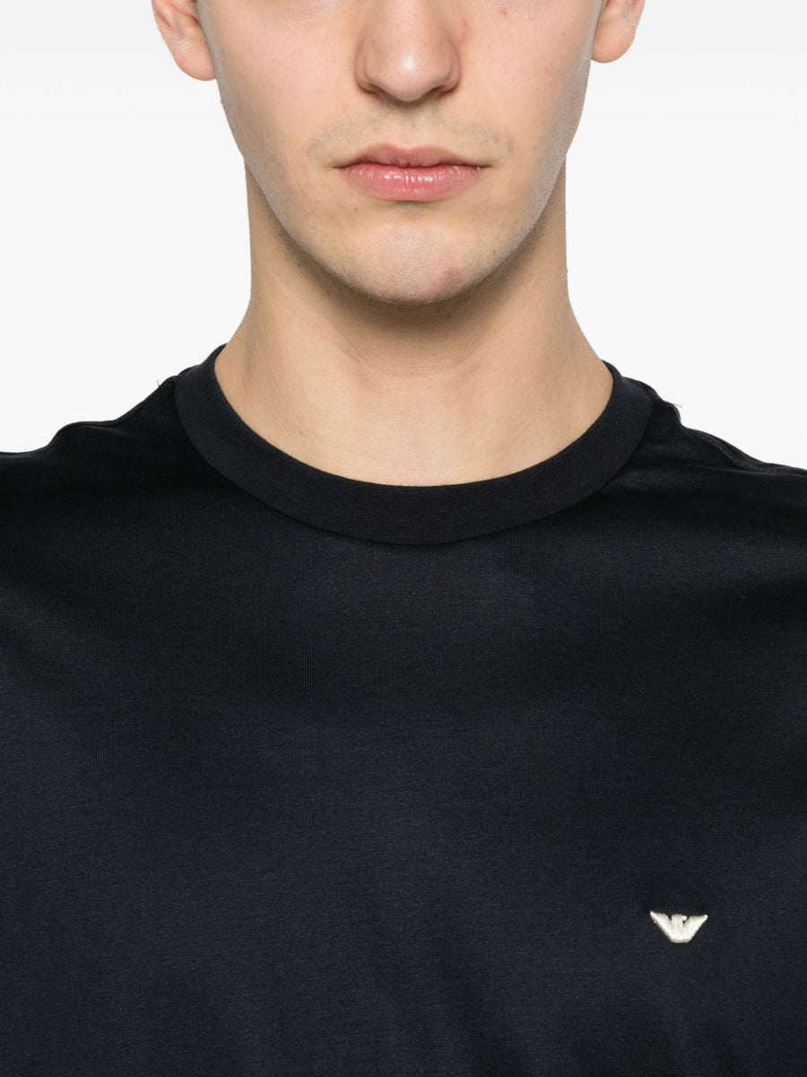 Emporio Armani Navy Lyocell Cotton Blend T Shirt For Men Premium Breathable Everyday Essential