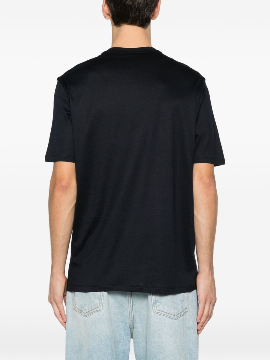 Emporio Armani Navy Lyocell Cotton Blend T Shirt For Men Premium Breathable Everyday Essential