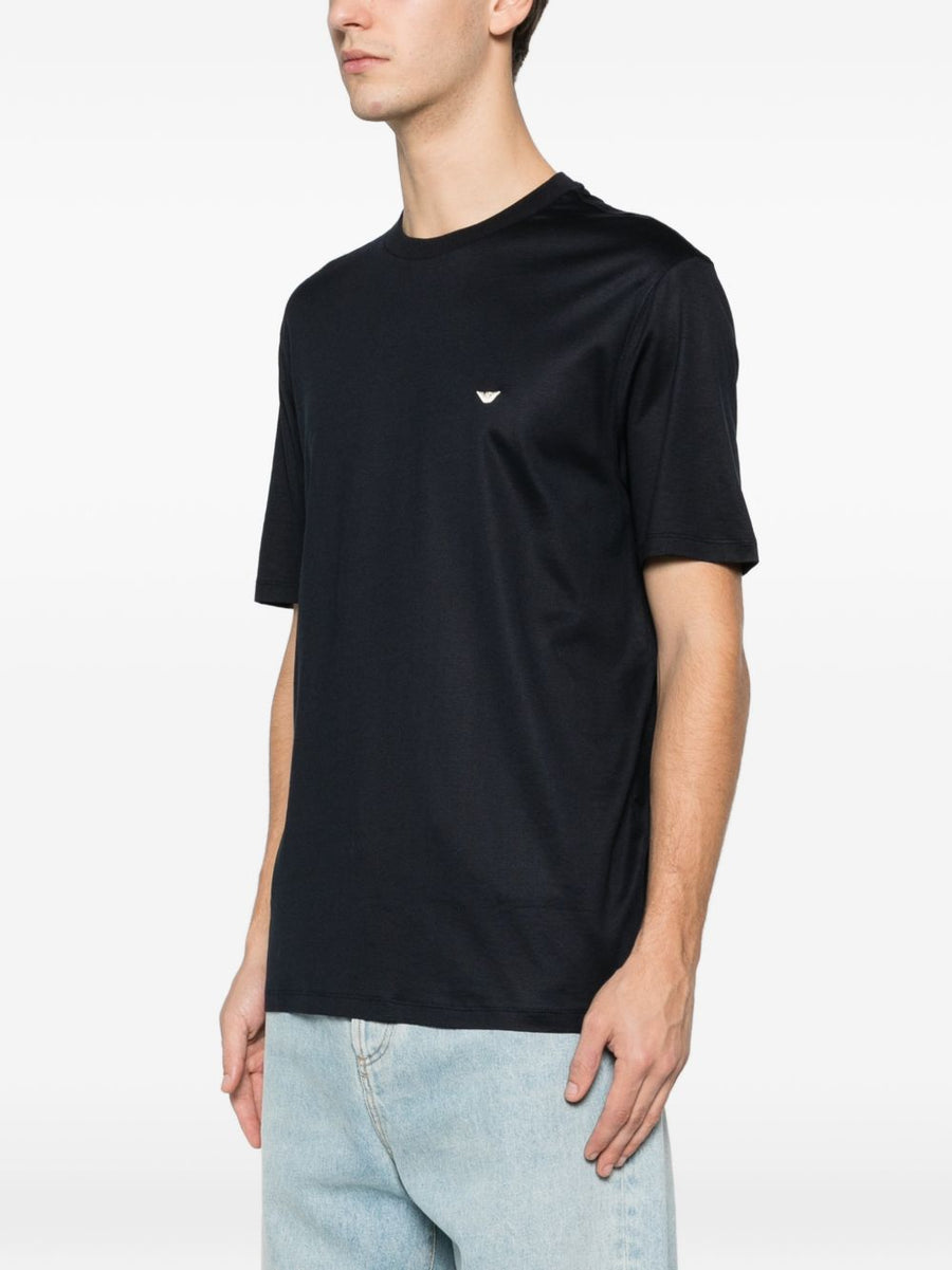 Emporio Armani Navy Lyocell Cotton Blend T Shirt For Men Premium Breathable Everyday Essential