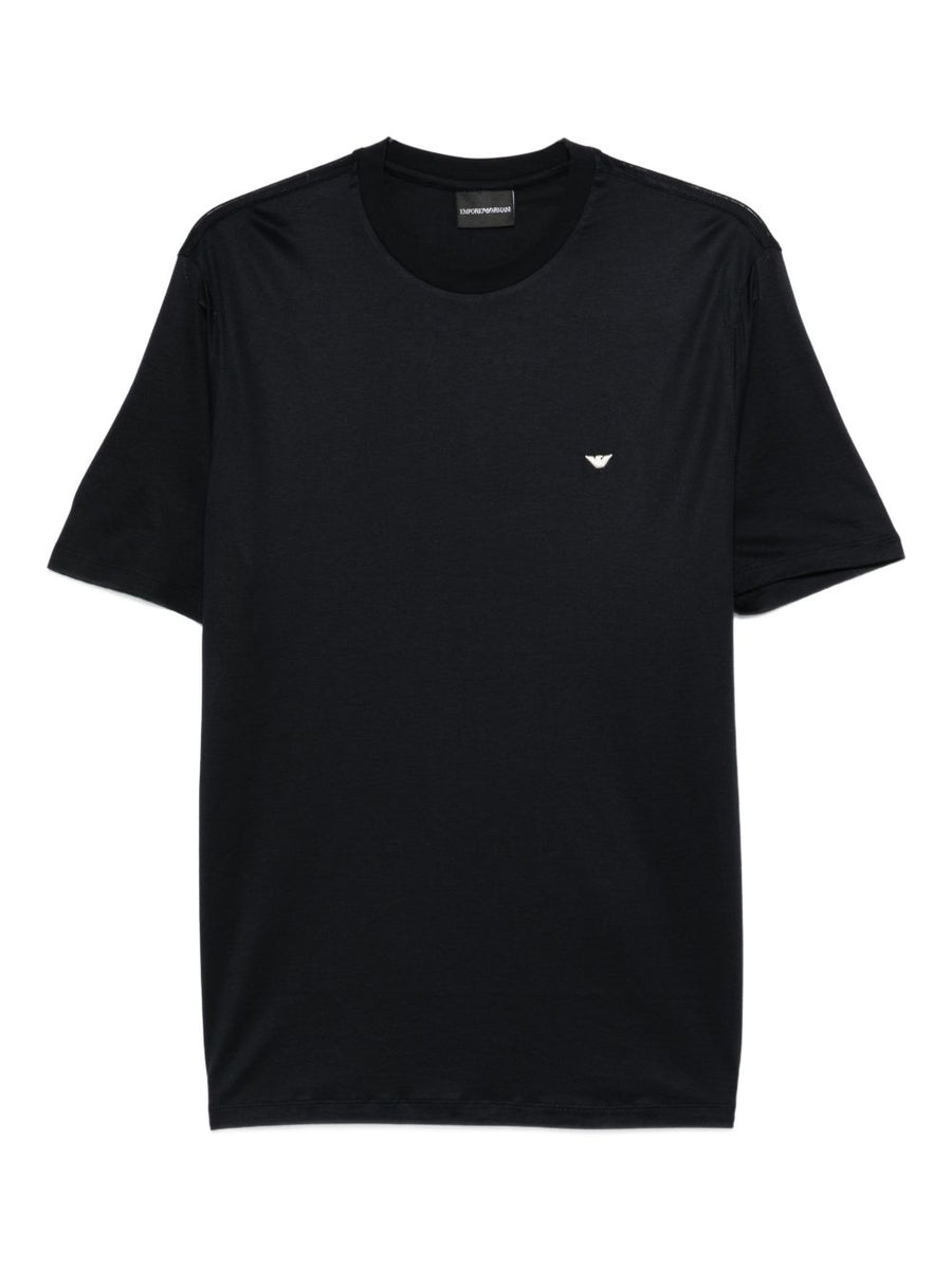 Emporio Armani Navy Lyocell Cotton Blend T Shirt For Men Premium Breathable Everyday Essential