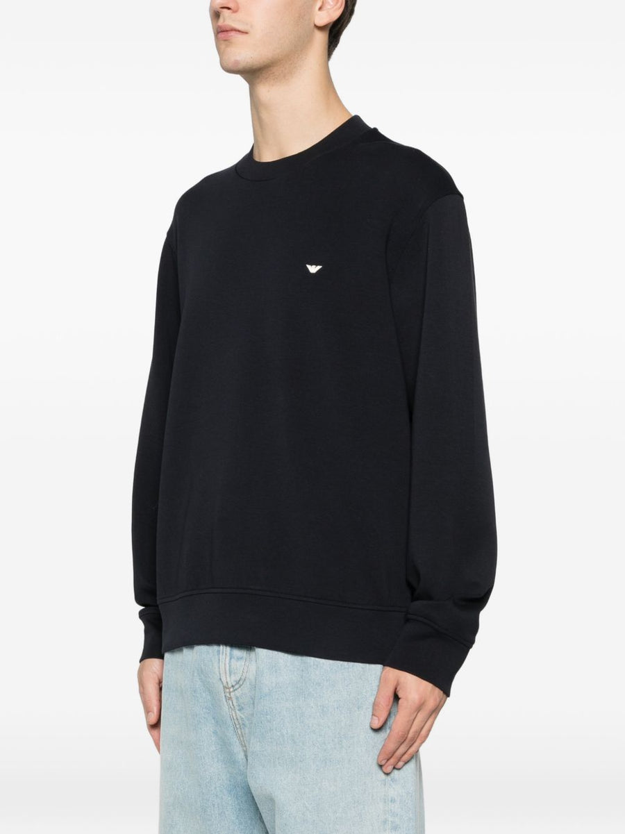 Emporio Armani Cotton Crewneck Sweatshirt For Men Navy Logo Detail Premium Comfort And Versatility