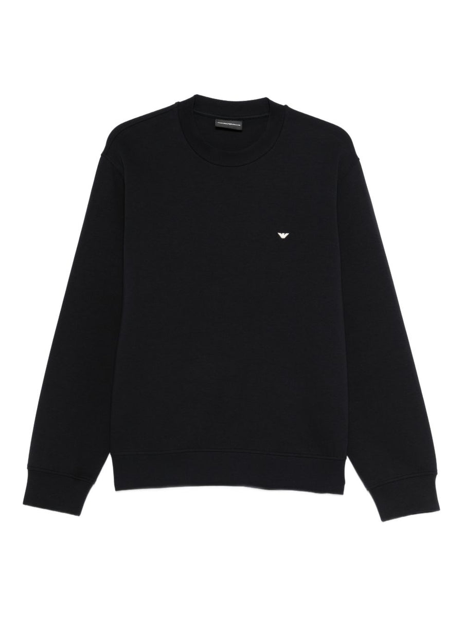 Emporio Armani Cotton Crewneck Sweatshirt For Men Navy Logo Detail Premium Comfort And Versatility