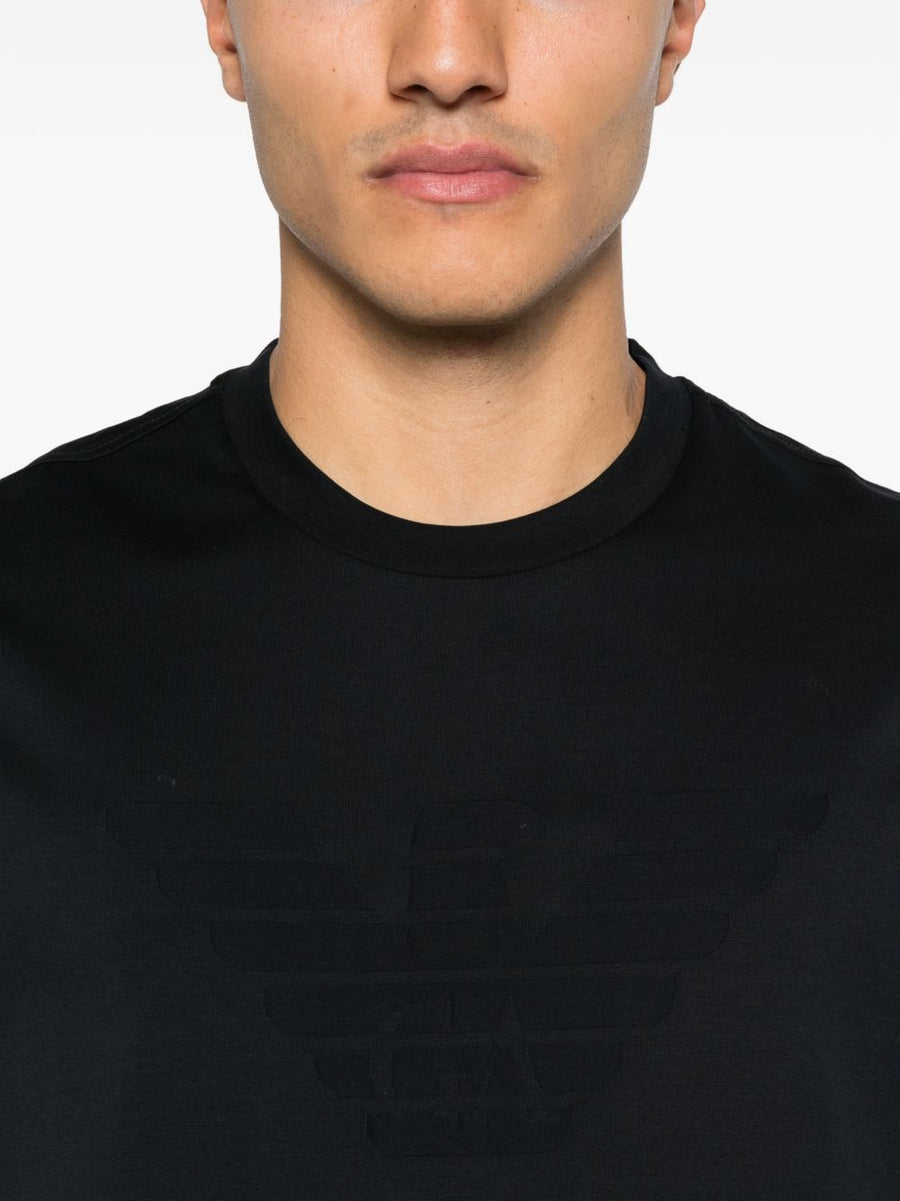 Emporio Armani Logo Cotton T Shirt For Men Navy 100 Percent Soft Cotton Luxury Everyday Wear