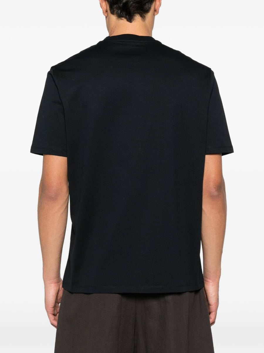 Emporio Armani Logo Cotton T Shirt For Men Navy 100 Percent Soft Cotton Luxury Everyday Wear