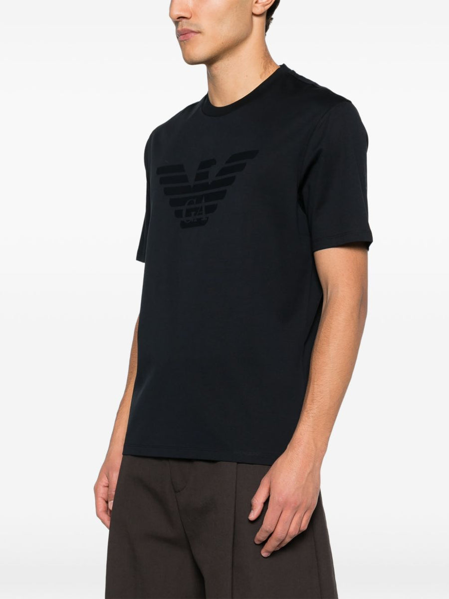 Emporio Armani Logo Cotton T Shirt For Men Navy 100 Percent Soft Cotton Luxury Everyday Wear
