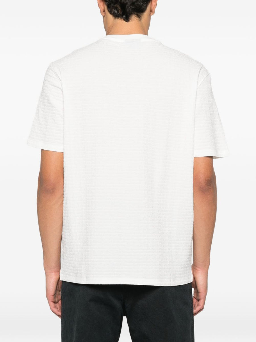 Emporio Armani T Shirt Logo 100 Percent Cotton White Jacquard for Men Smart Casual Wardrobe Essential