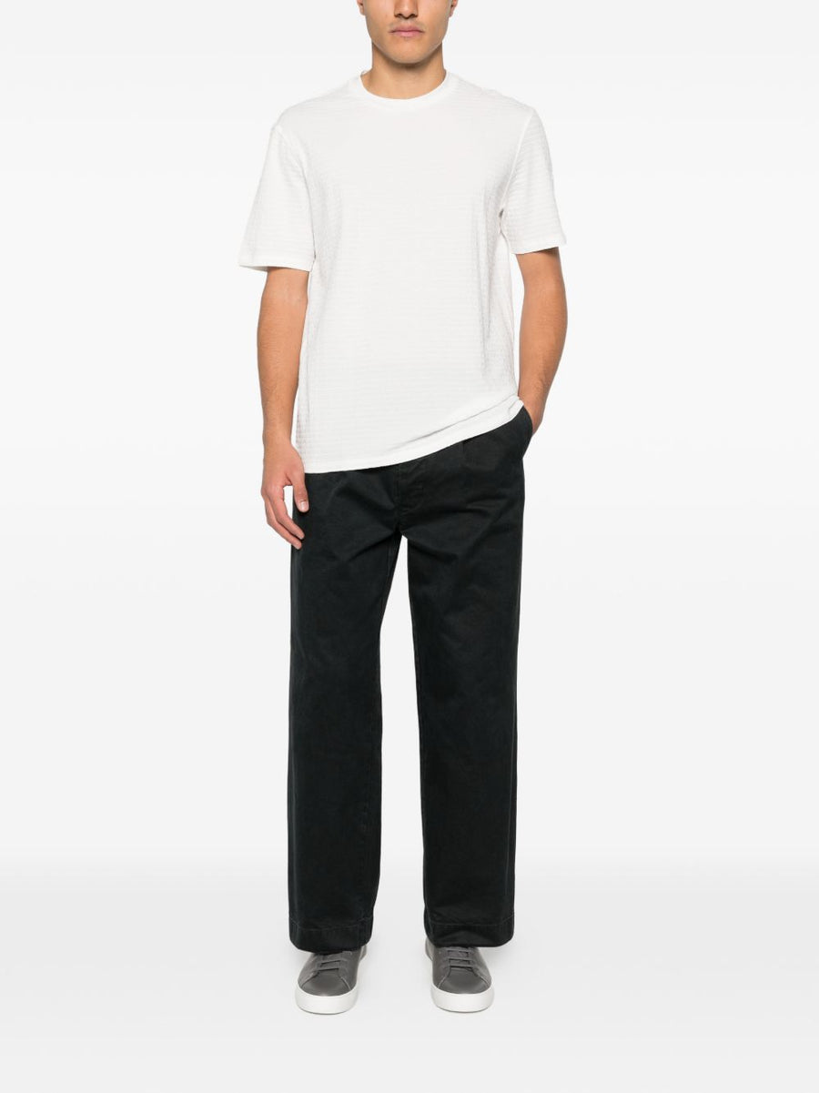 Emporio Armani T Shirt Logo 100 Percent Cotton White Jacquard for Men Smart Casual Wardrobe Essential