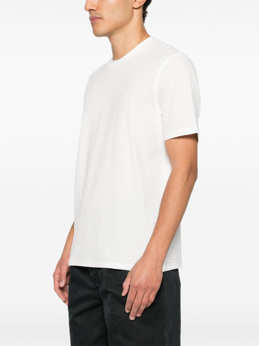 Emporio Armani T Shirt Logo 100 Percent Cotton White Jacquard for Men Smart Casual Wardrobe Essential