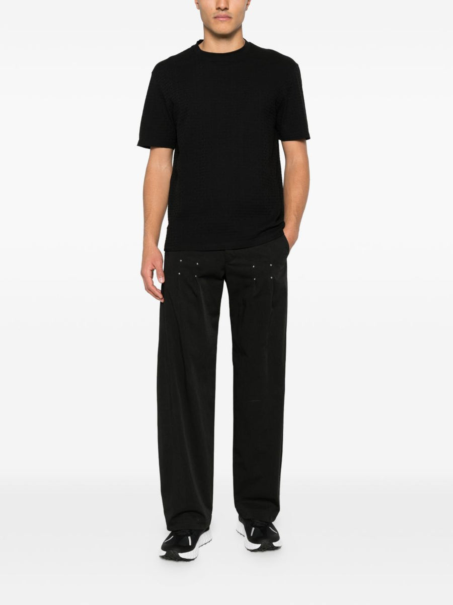Emporio Armani Logo Jacquard Cotton T Shirt For Men Premium Casual Topwear Luxury Brand Statement