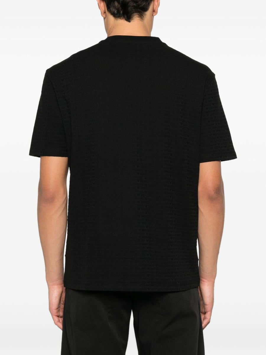 Emporio Armani Logo Jacquard Cotton T Shirt For Men Premium Casual Topwear Luxury Brand Statement
