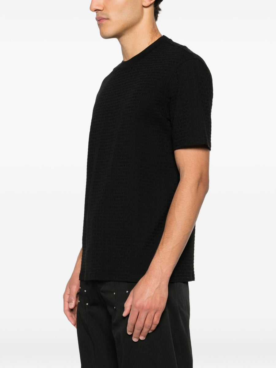 Emporio Armani Logo Jacquard Cotton T Shirt For Men Premium Casual Topwear Luxury Brand Statement