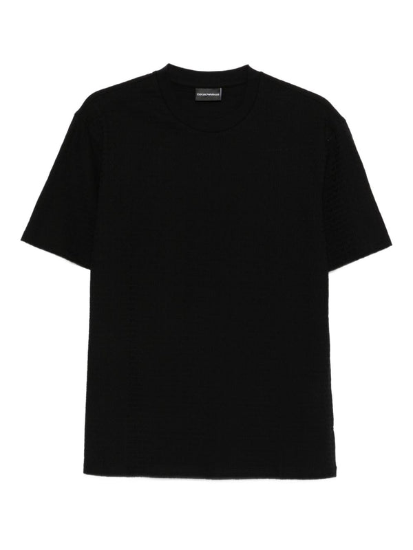 Emporio Armani Logo Jacquard Cotton T Shirt For Men Premium Casual Topwear Luxury Brand Statement