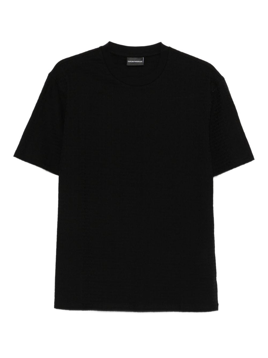 Emporio Armani Logo Jacquard Cotton T Shirt For Men Premium Casual Topwear Luxury Brand Statement
