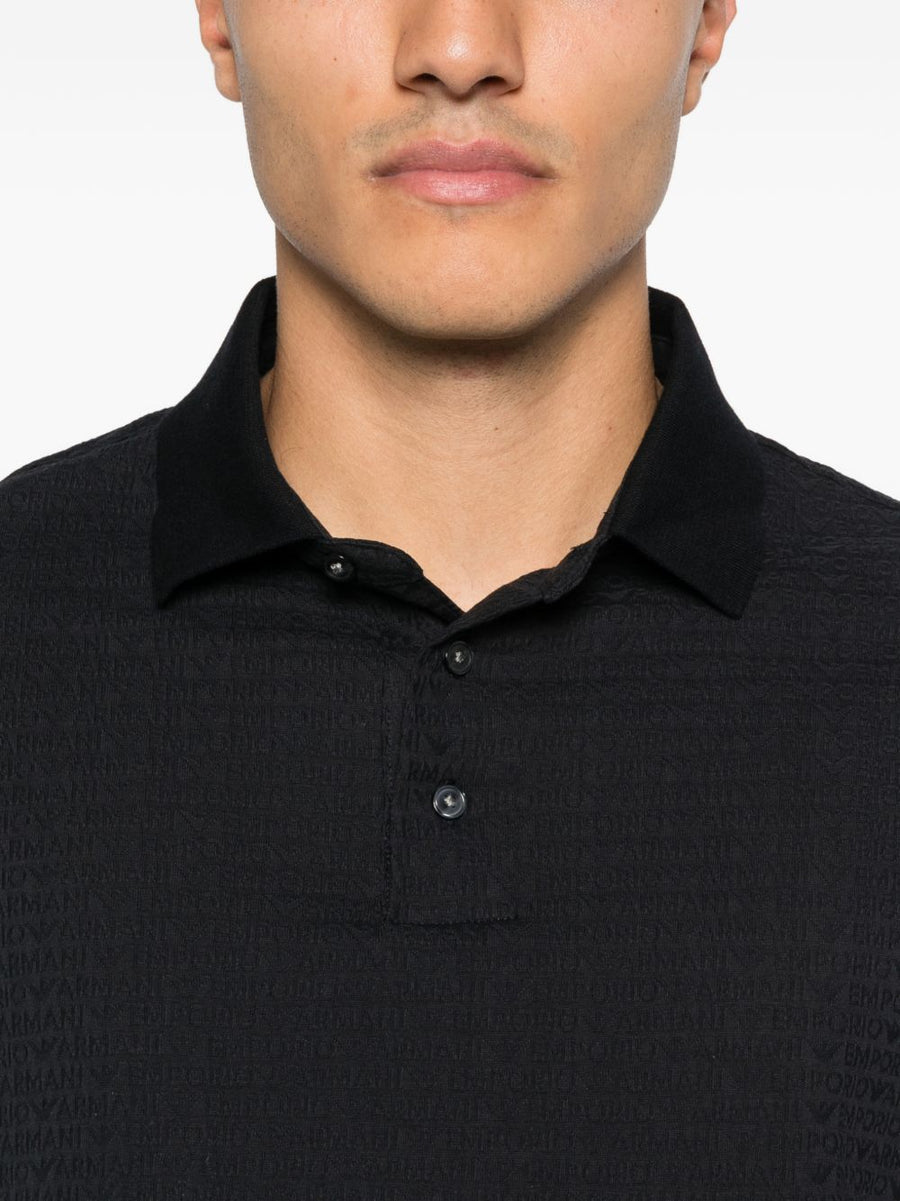 Emporio Armani Navy 100 Percent Cotton Polo Shirt For Men With Logo Detail Premium Comfort