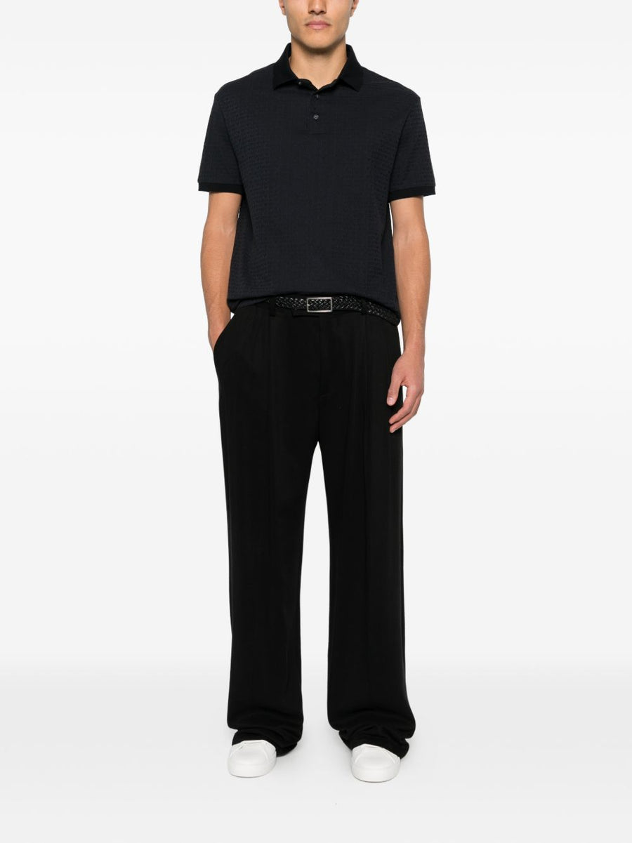 Emporio Armani Navy 100 Percent Cotton Polo Shirt For Men With Logo Detail Premium Comfort
