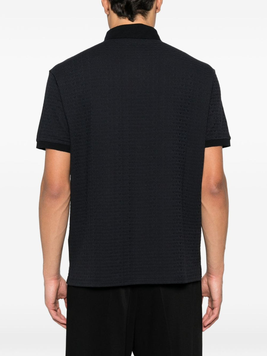 Emporio Armani Navy 100 Percent Cotton Polo Shirt For Men With Logo Detail Premium Comfort