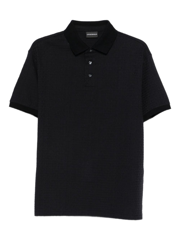 Emporio Armani Navy 100 Percent Cotton Polo Shirt For Men With Logo Detail Premium Comfort