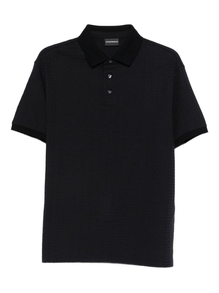 Emporio Armani Navy 100 Percent Cotton Polo Shirt For Men With Logo Detail Premium Comfort